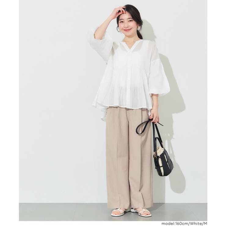 ふんわり透け感 袖ボリュームティアードブラウス ４色展開 | coca | 詳細画像6 