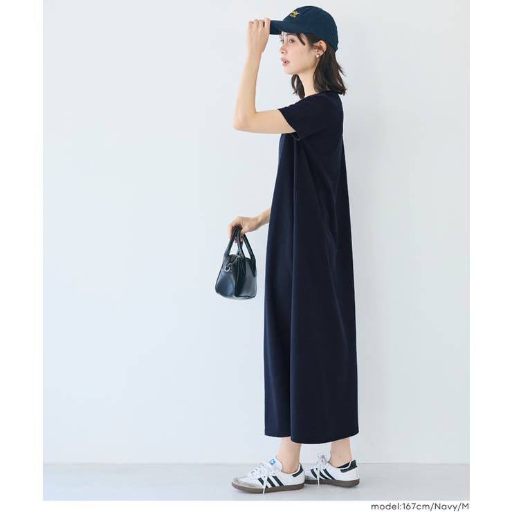 【速乾・イージーケア】エンボス加工半袖マキシワンピース | coca | 詳細画像14 