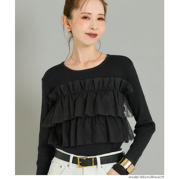 ［Black］ | ＼26aw新色登場／チュールドッキングリブニット | coca