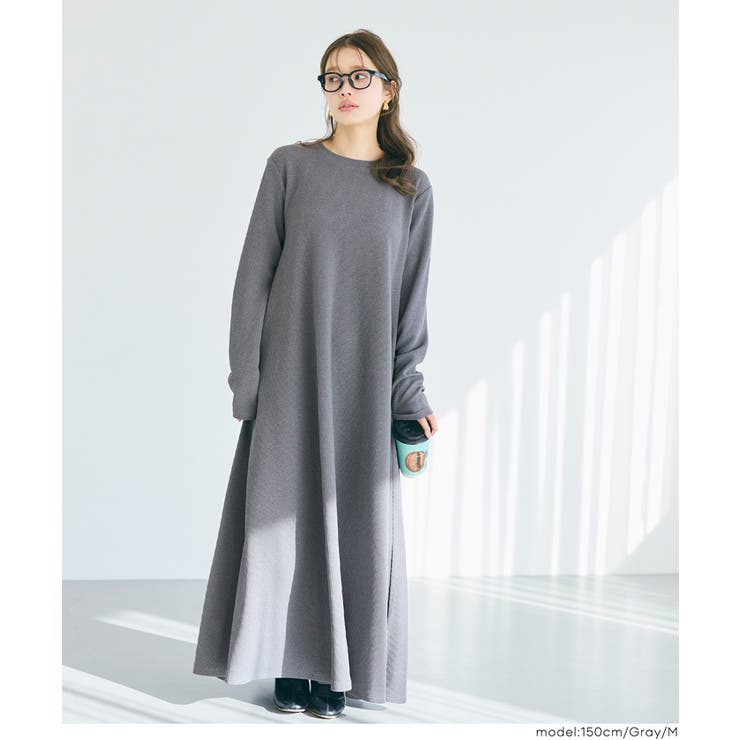 エンボス長袖Aラインワンピース | coca | 詳細画像9 