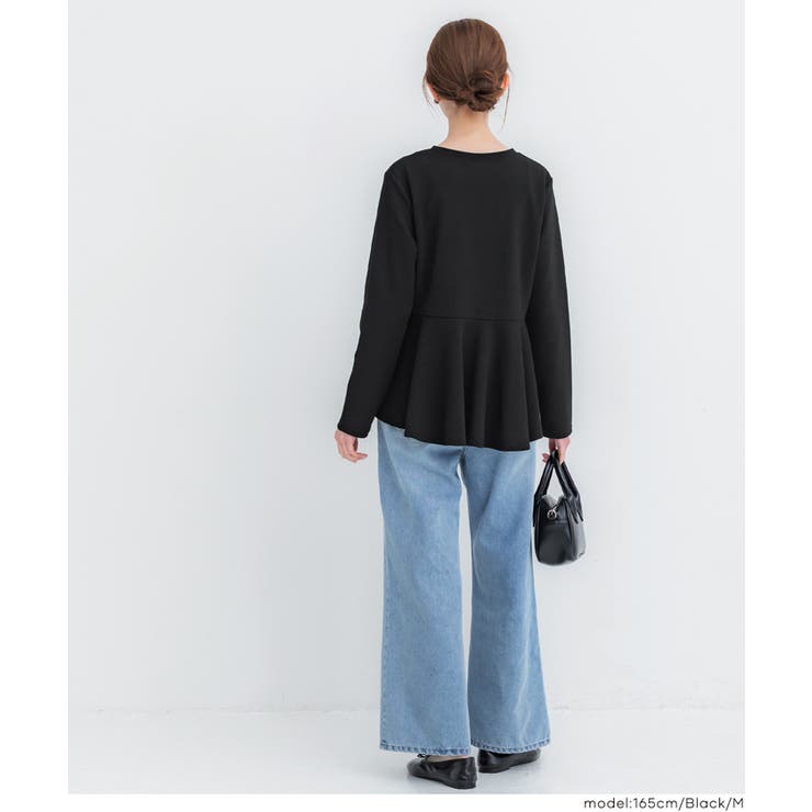 エンボス長袖裾フレアトップス | coca | 詳細画像16 