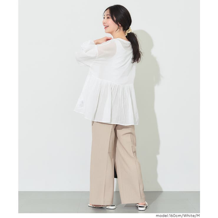 ふんわり透け感 袖ボリュームティアードブラウス ４色展開 | coca | 詳細画像7 