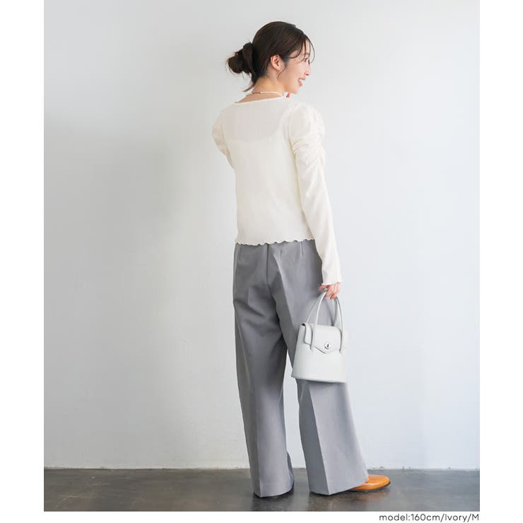 クレープシャーリングパフスリーブトップス | coca | 詳細画像17 