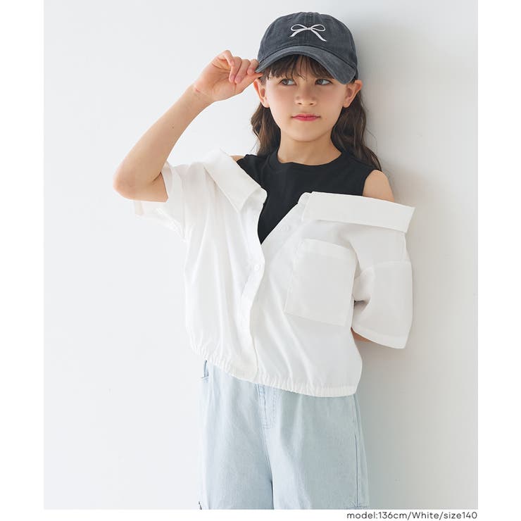 ［White］ | タンクドッキングオープンショルダーシャツ キッズ | coca