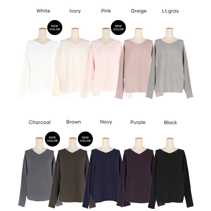 シリーズ累計79万枚突破！しっとり柔らかな素材のドルマンVネックニット | coca | 詳細画像28 