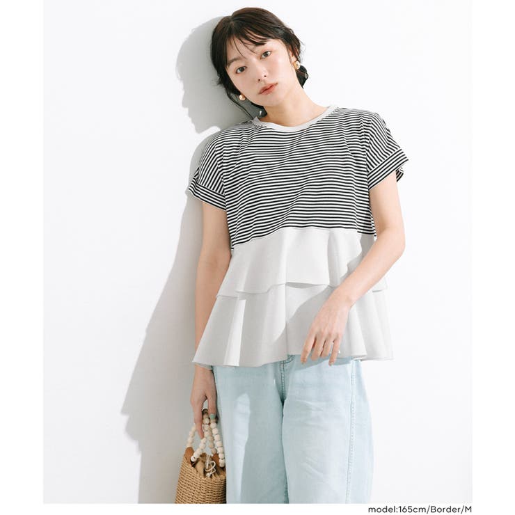 異素材切り替え2段フリルTシャツ | coca | 詳細画像11 