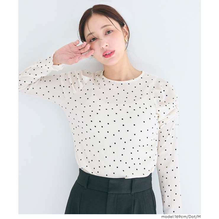 クレープシャーリングパフスリーブトップス | coca | 詳細画像22 