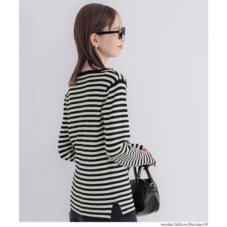 女性らしいシルエットで上品に魅せる、アンゴラタッチボートネックニットトップス | coca | 詳細画像22 