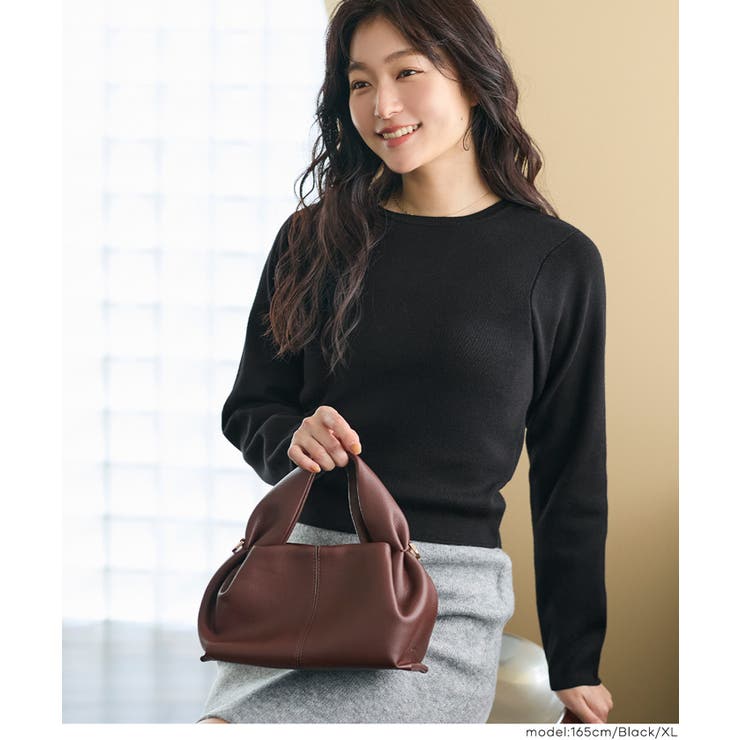 ［Black］ | ＼26aw新色登場／スタイルアップを叶えるクロップド丈ニットトップス | coca