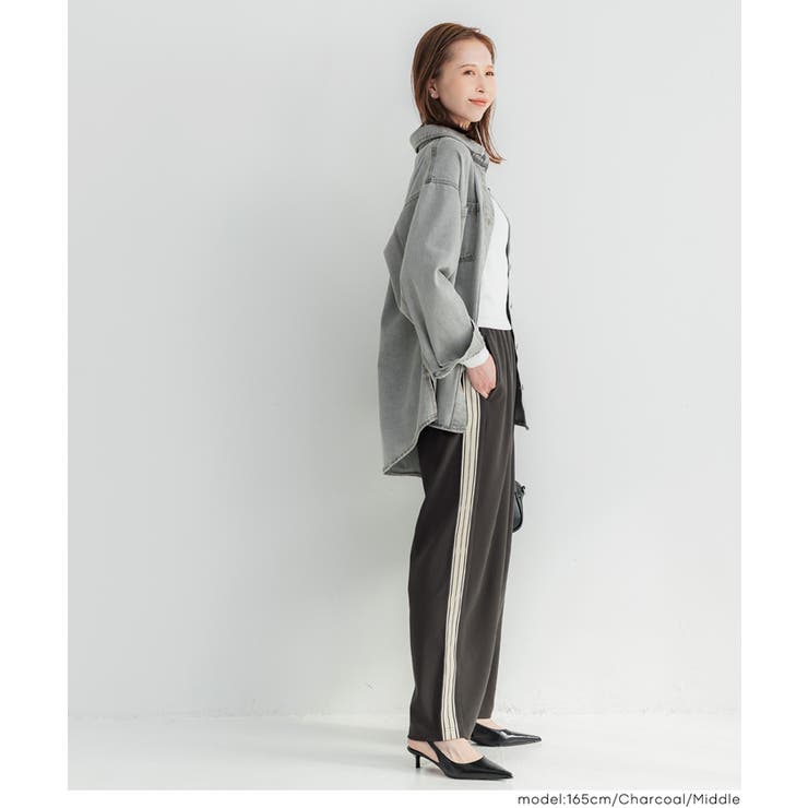 カットジョーゼットサイドラインパンツ[品番：PA000015980]｜coca