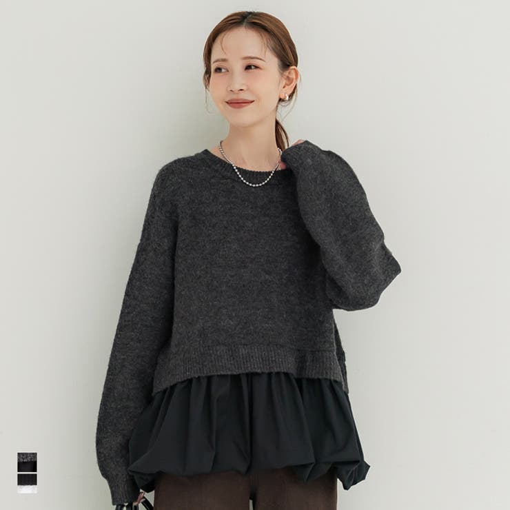 【再入荷】バルーンレイヤードニットトップス | coca | 詳細画像1 