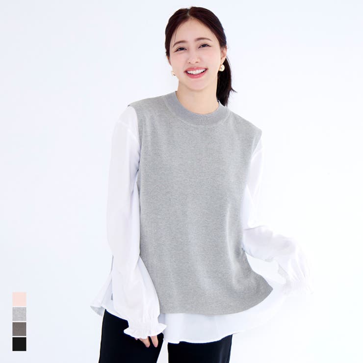 ニットベストセットブラウス | coca | 詳細画像1 