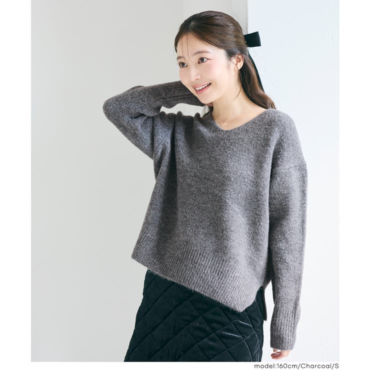 上質さとリラックス感が漂う大人のヤク風Vネックプルオーバーニット | coca | 詳細画像19 