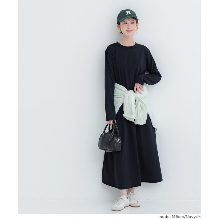 エンボス長袖Aラインワンピース | coca | 詳細画像18 