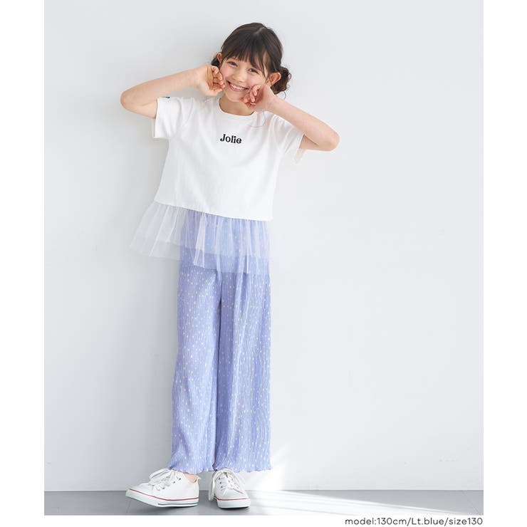 ［Lt.blue］ | 親子お揃い楊柳プリーツドットパンツ | coca