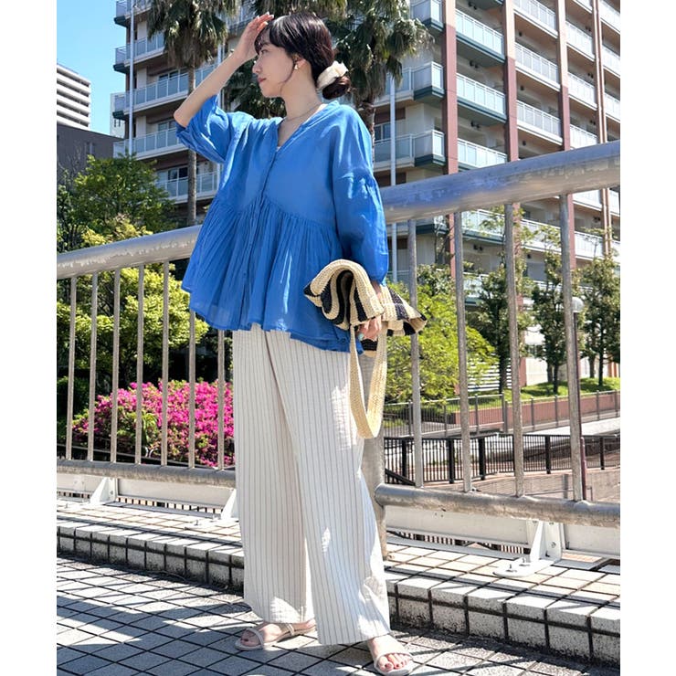 ふんわり透け感 袖ボリュームティアードブラウス ４色展開 | coca | 詳細画像18 