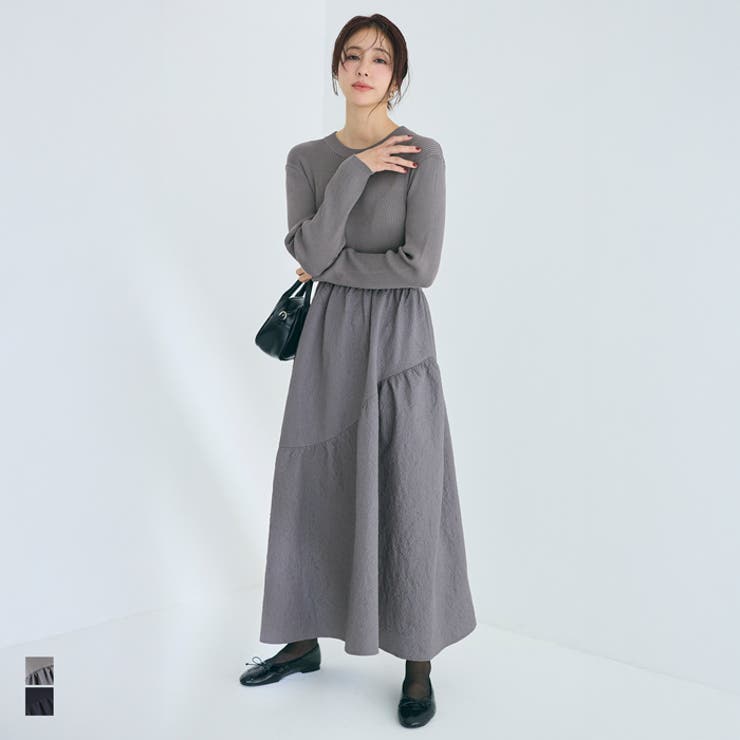 エンボスニットドッキングワンピース[品番：PA000015340]｜coca（コカ