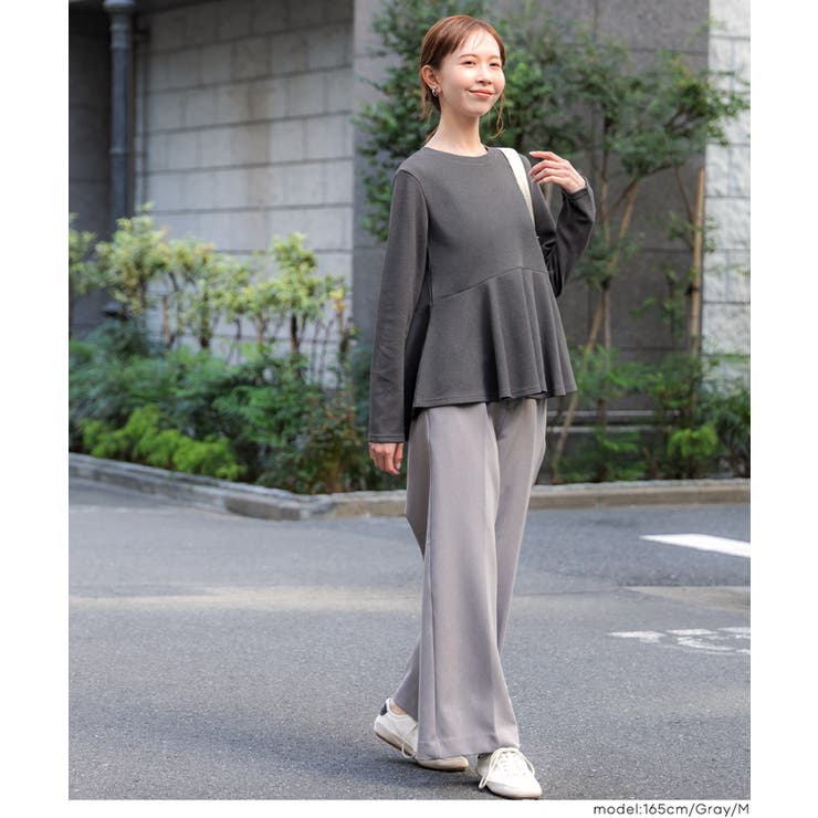 エンボス長袖裾フレアトップス | coca | 詳細画像11 