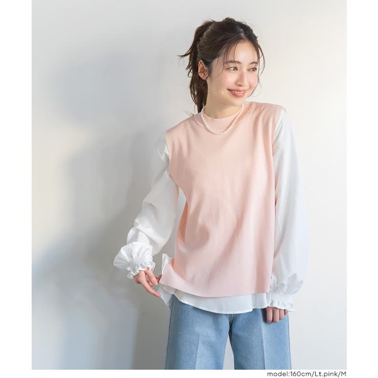 ［Lt.pink］ | ニットベストセットブラウス | coca