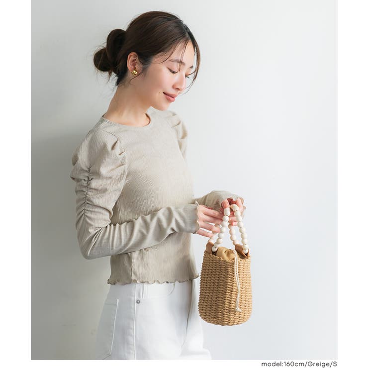 クレープシャーリングパフスリーブトップス | coca | 詳細画像19 