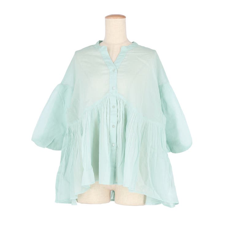 ふんわり透け感 袖ボリュームティアードブラウス ４色展開 | coca | 詳細画像3 