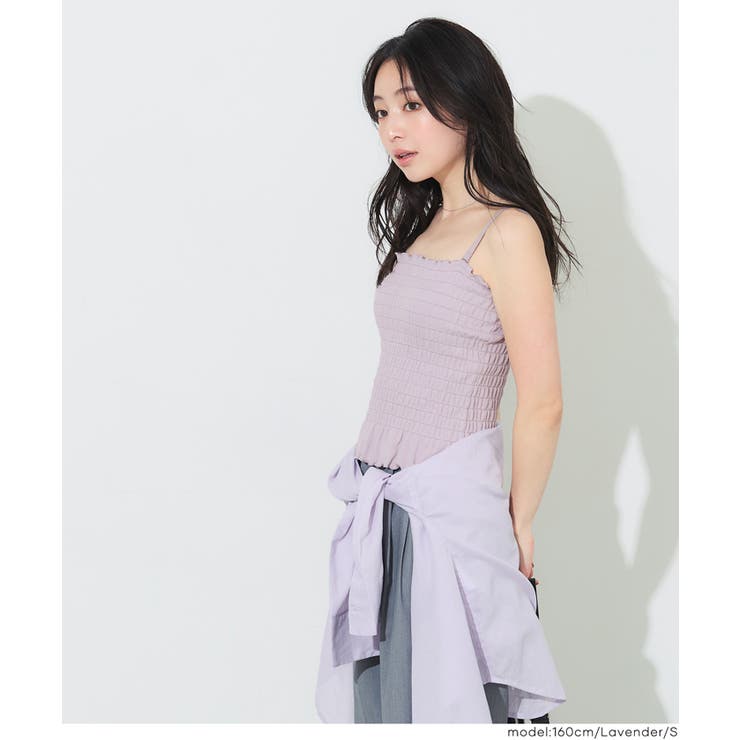 ［Lavender］ | 【26ss新色登場】OUT BRA カップ付きシャーリングキャミ | coca