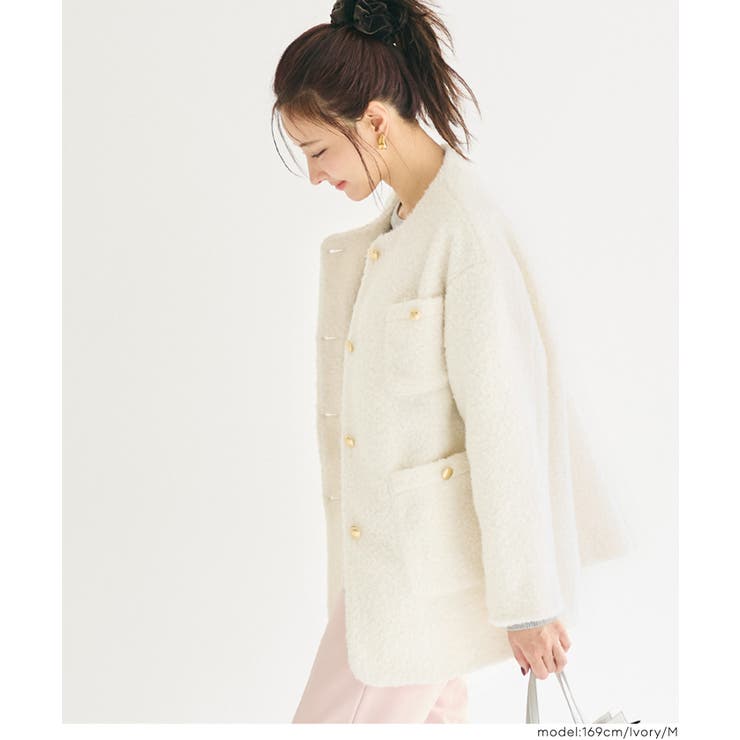 プードル金釦ノーカラーコート | coca | 詳細画像17 