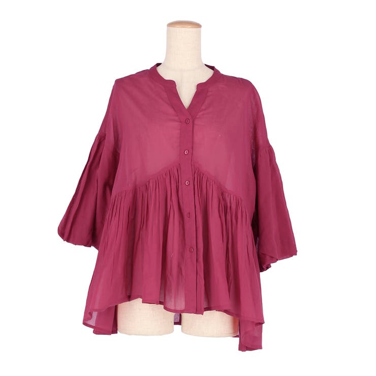 ふんわり透け感 袖ボリュームティアードブラウス ４色展開 | coca | 詳細画像4 