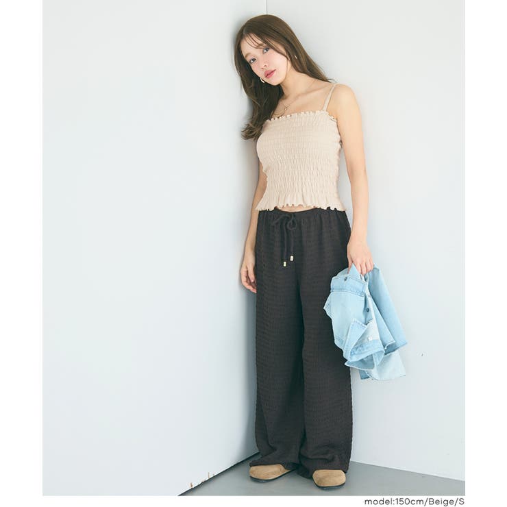 【26ss新色登場】OUT BRA カップ付きシャーリングキャミ | coca | 詳細画像7 