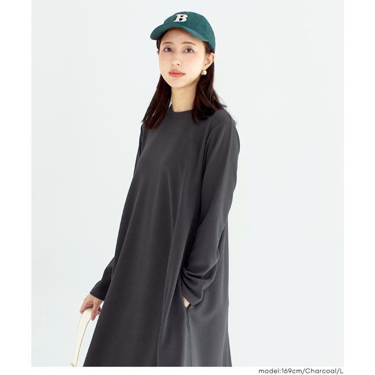 エンボス長袖Aラインワンピース | coca | 詳細画像14 