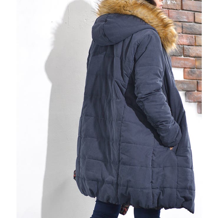 リバーシブルで暖か中綿ファーコート( レディースファッション アウター