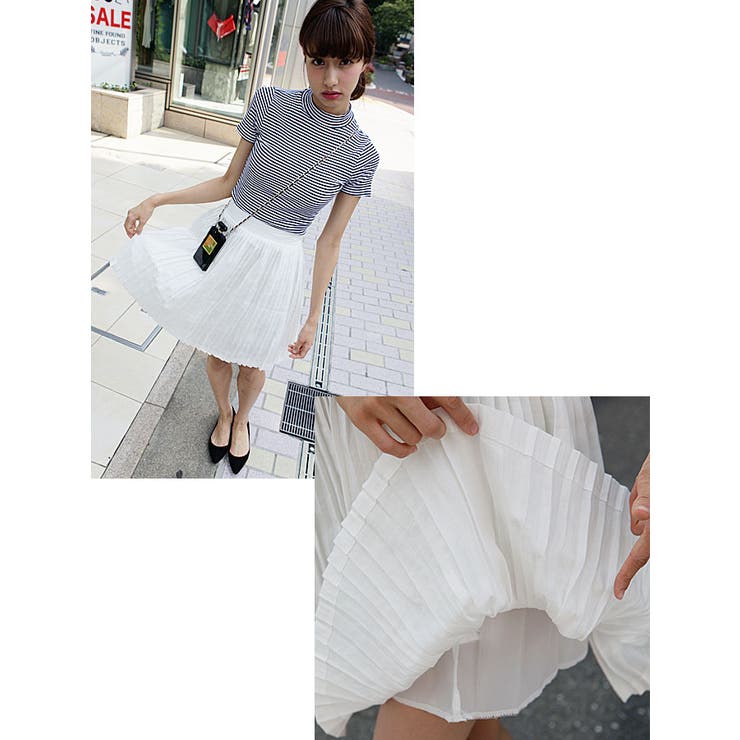 リネン素材の膝上丈プリーツスカート 膝丈 フレア | coca | 詳細画像7 