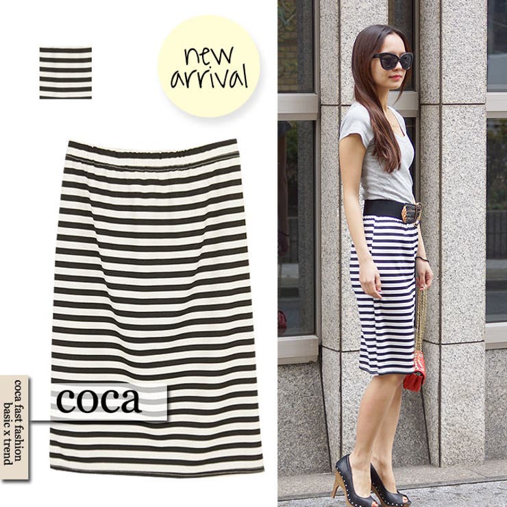 エレガントカジュアルなボーダーペンシルスカート タイトスカート で美ライン効果 品番 Pa Coca コカ のレディースファッション通販 Shoplist ショップリスト