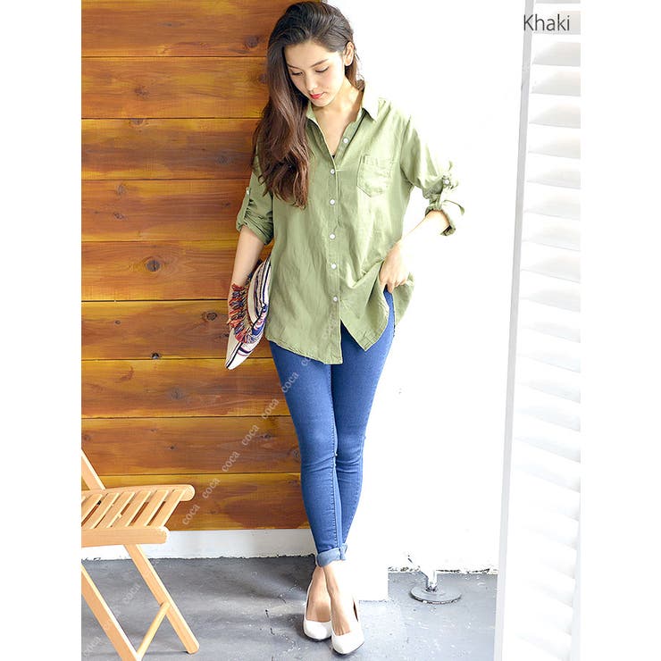 ゆったりシルエットのカーキシャツ レディースファッション トップス シャツ 品番 Pa Coca コカ のレディース ファッション通販 Shoplist ショップリスト