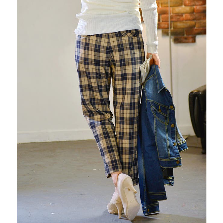 A17450 美品 グラム タータンチェックサルエルテーパードパンツ 2 A17450 美品 グラム タータンチェックサルエルテーパードパンツ 2