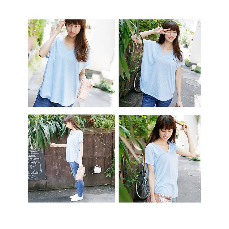 サイドポケット付ゆったりvネック霜降りtシャツ 品番 Pa Coca コカ のレディース ファッション通販 Shoplist ショップリスト