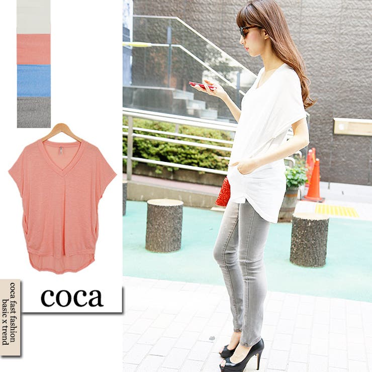 サイドポケット付ゆったりvネック霜降りtシャツ 品番 Pa Coca コカ のレディース ファッション通販 Shoplist ショップリスト