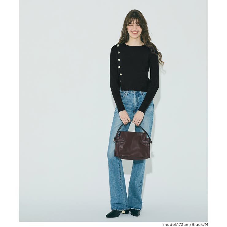 上品なゴールドボタンがアクセントのニットトップス | coca | 詳細画像14 