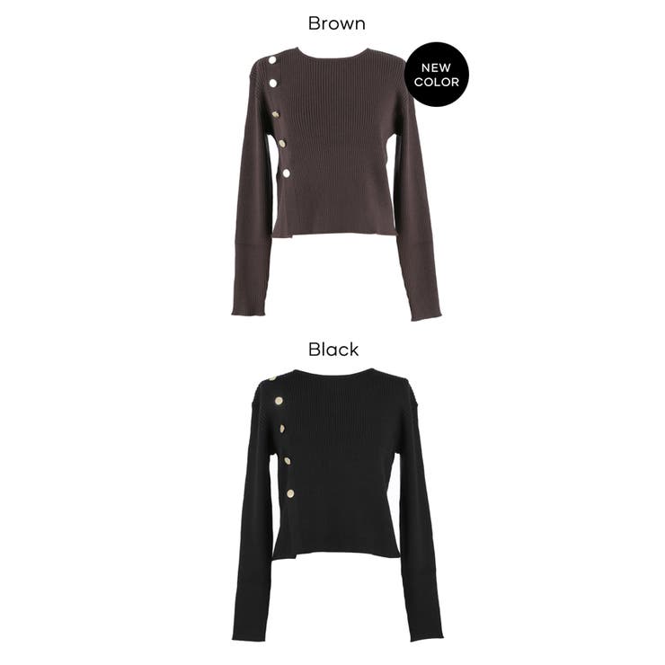 上品なゴールドボタンがアクセントのニットトップス | coca | 詳細画像17 