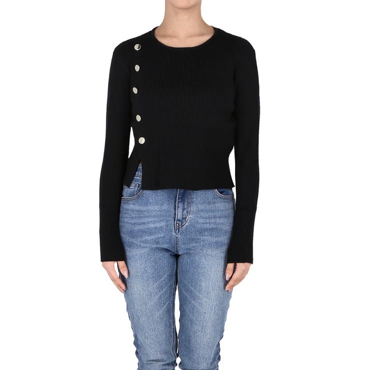 上品なゴールドボタンがアクセントのニットトップス | coca | 詳細画像4 