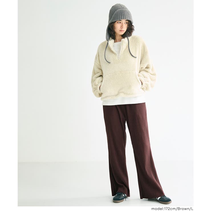 滑らかな肌ざわりとリラックス感のあるシルエットが魅力のスムースリブパンツ | coca | 詳細画像16 