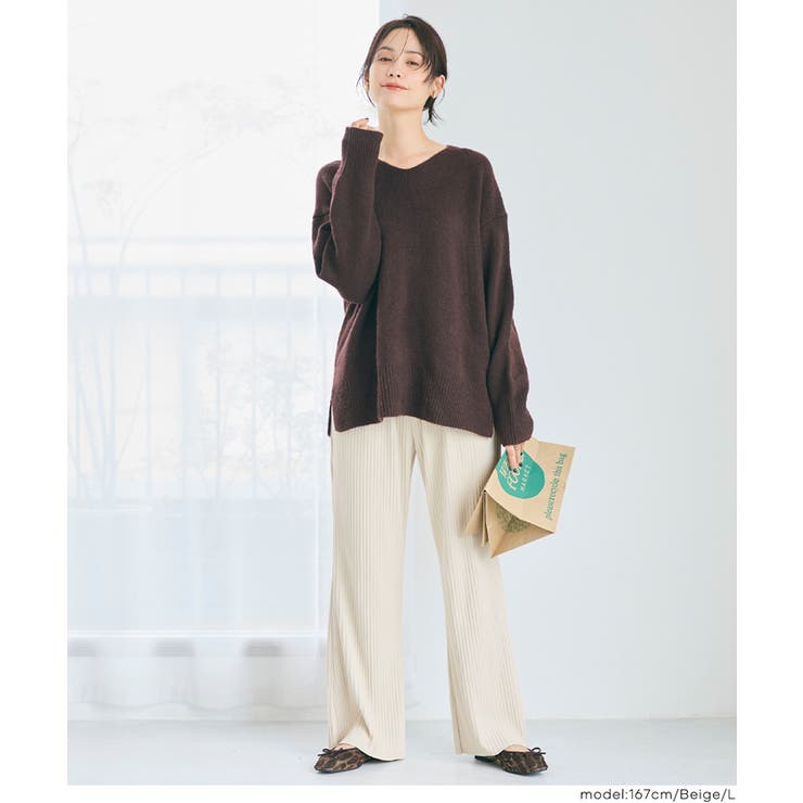 滑らかな肌ざわりとリラックス感のあるシルエットが魅力のスムースリブパンツ | coca | 詳細画像11 