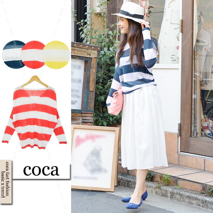 さわやか透け感ボーダードルマン( レディースファッション トップス | coca | 詳細画像1 