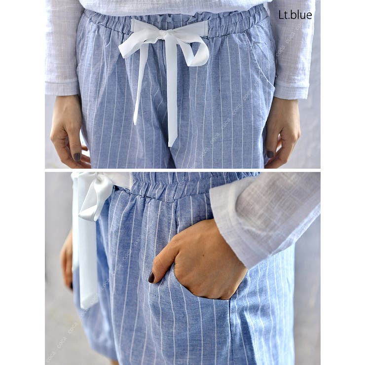 リラックスストライプ柄ショートパンツ( ウエストゴム ショーパン | coca | 詳細画像6 