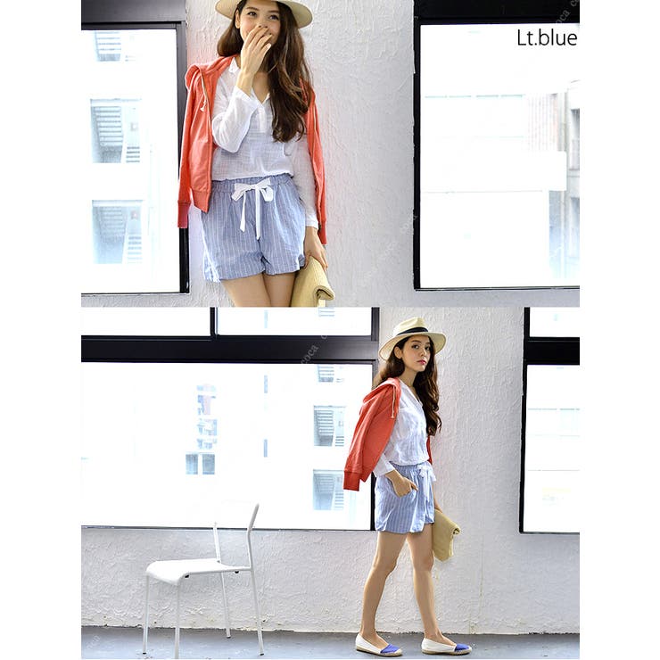 リラックスストライプ柄ショートパンツ( ウエストゴム ショーパン | coca | 詳細画像9 