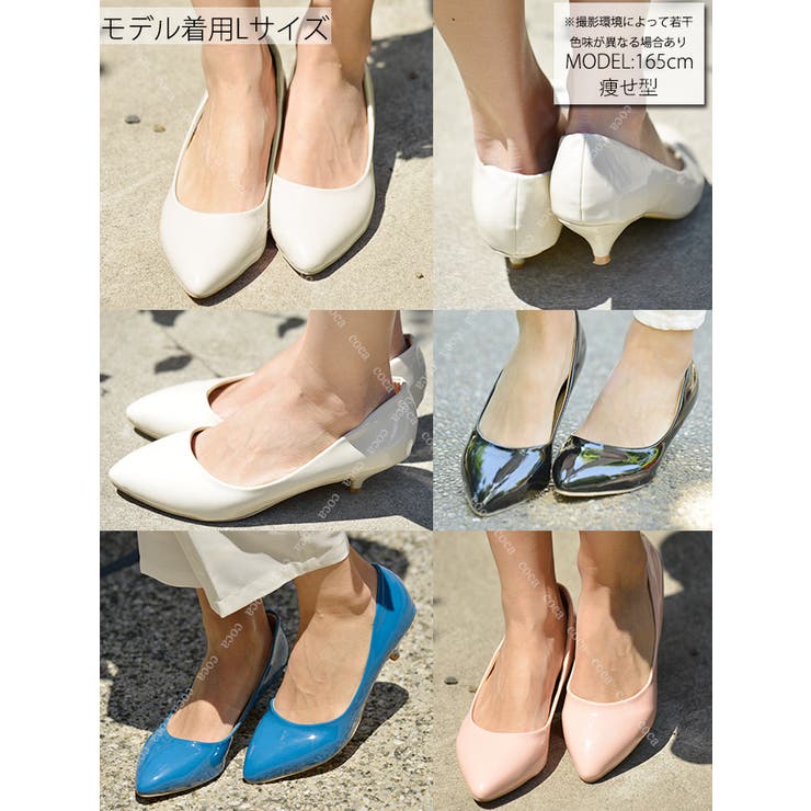 ローヒールで歩きやすいエナメルパンプス( レディース靴 シューズ[品番 
