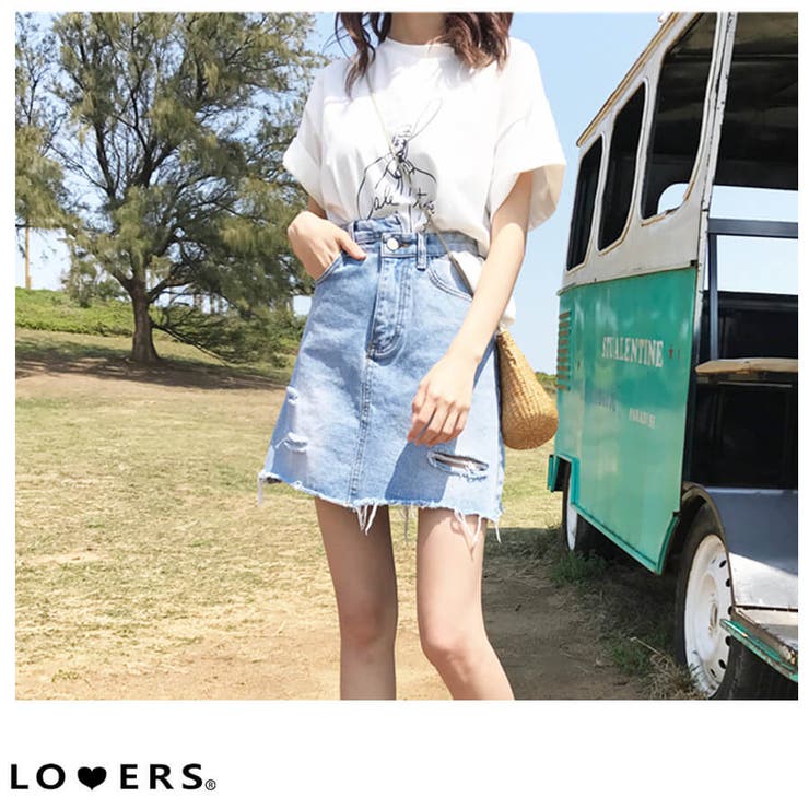 夏新作 アシメダメージデニムスカート ma[品番：JP000004928]｜LOVERS 