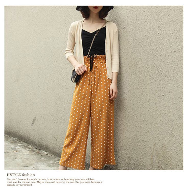 osharewalker ワイドパンツ ロング レディース 総柄 ドット柄