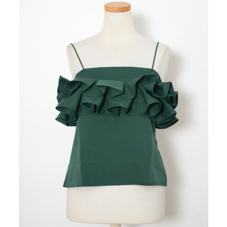 グリーン | 冬新作 フリルオフショルキャミソール ma | LOVERS