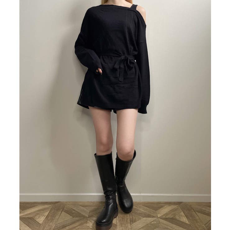 ベージュ | 冬新作 ワンショルドッキングチュニック トップス | LOVERS